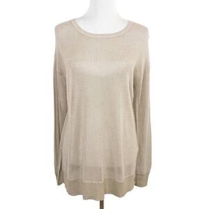 bobi BLACK Tan Long Sleeve Open Weave Sweater Surplice Open Back Small NWT